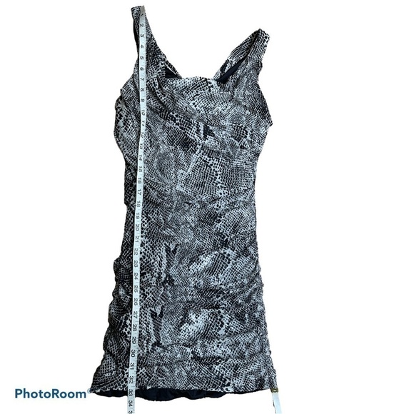 Express Snakeskin Sequin Sparkle Ruched Bodycon Mini Dress Black Gray Size 10 - Picture 3 of 7
